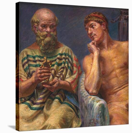 Socrates and Alcibiades, 1914, by Kristian Zahrtmann, 1843-1917, Danish painting,-Kristian Zahrtmann-Stretched Canvas