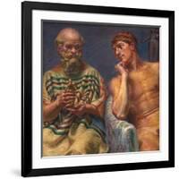 Socrates and Alcibiades, 1914, by Kristian Zahrtmann, 1843-1917, Danish painting,-Kristian Zahrtmann-Framed Art Print