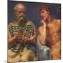 Socrates and Alcibiades, 1914, by Kristian Zahrtmann, 1843-1917, Danish painting,-Kristian Zahrtmann-Mounted Art Print