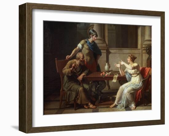 Socrates and Alcibiades at Aspasia, 1801-Nicolas Andre Monsiau-Framed Giclee Print