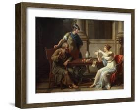 Socrates and Alcibiades at Aspasia, 1801-Nicolas Andre Monsiau-Framed Giclee Print