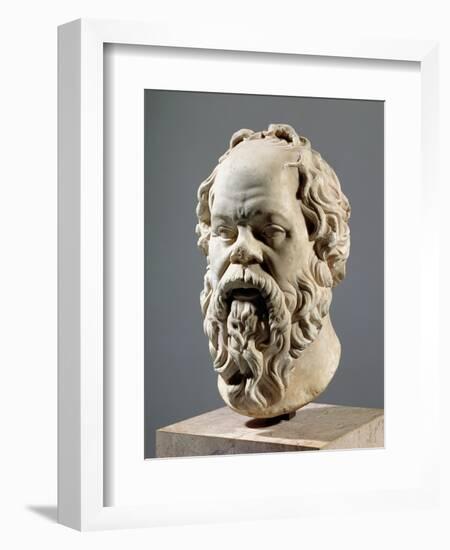 Socrates, Marble Head, Copy from a Bronze from the Pompeion in Athens-null-Framed Giclee Print