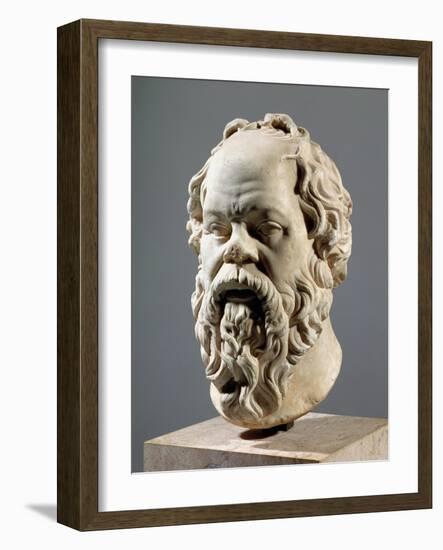 Socrates, Marble Head, Copy from a Bronze from the Pompeion in Athens-null-Framed Giclee Print