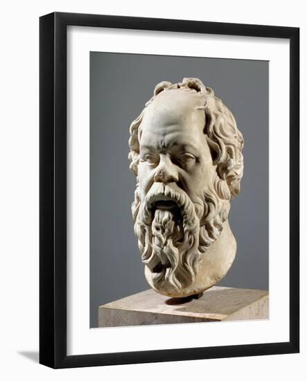 Socrates, Marble Head, Copy from a Bronze from the Pompeion in Athens-null-Framed Giclee Print