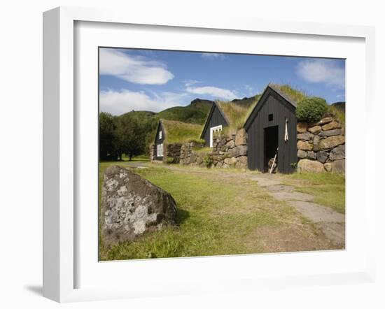 Sod Roofed and Walled Storage and Work Shops, Skogar Folk Museum, Coast of South Iceland-Dave Bartruff-Framed Photographic Print