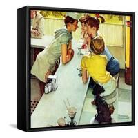 "Soda Jerk", August 22,1953-Norman Rockwell-Framed Stretched Canvas