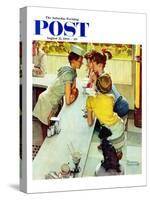 "Soda Jerk" Saturday Evening Post Cover, August 22,1953-Norman Rockwell-Stretched Canvas