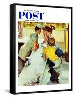 "Soda Jerk" Saturday Evening Post Cover, August 22,1953-Norman Rockwell-Framed Stretched Canvas