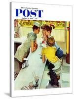 "Soda Jerk" Saturday Evening Post Cover, August 22,1953-Norman Rockwell-Stretched Canvas