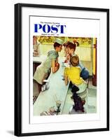 "Soda Jerk" Saturday Evening Post Cover, August 22,1953-Norman Rockwell-Framed Giclee Print