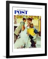 "Soda Jerk" Saturday Evening Post Cover, August 22,1953-Norman Rockwell-Framed Giclee Print