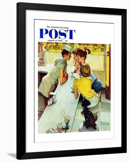 "Soda Jerk" Saturday Evening Post Cover, August 22,1953-Norman Rockwell-Framed Giclee Print