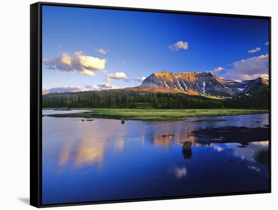 Sofa Mountain Reflects in Beaver Pond, Wateron Lakes National Park, Alberta, Canada-Chuck Haney-Framed Stretched Canvas