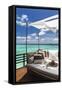 Sofa Overlooking Ocean, Maldives, Indian Ocean, Asia-Sakis Papadopoulos-Framed Stretched Canvas