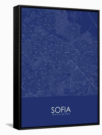 Sofia, Bulgaria Blue Map-null-Framed Stretched Canvas
