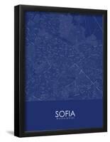 Sofia, Bulgaria Blue Map-null-Framed Poster