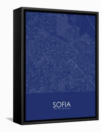 Sofia, Bulgaria Blue Map-null-Framed Stretched Canvas