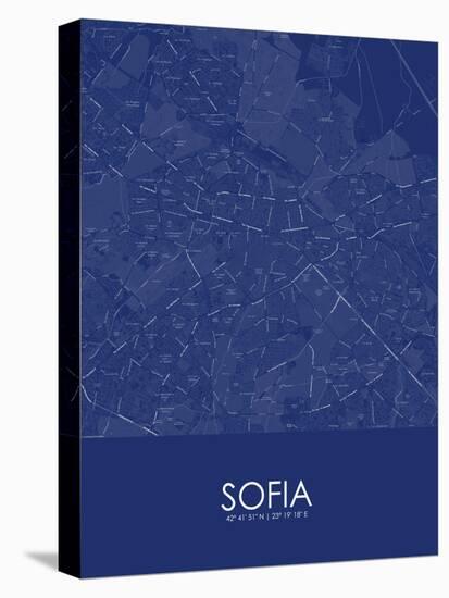 Sofia, Bulgaria Blue Map-null-Stretched Canvas