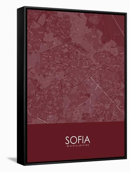 Sofia, Bulgaria Red Map-null-Framed Stretched Canvas