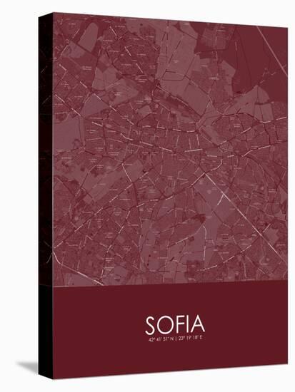 Sofia, Bulgaria Red Map-null-Stretched Canvas