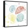 Soft Color Splatter Shells Mate-Jace Grey-Framed Stretched Canvas