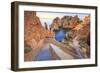 Soft Colors of Dawn on the Red Cliffs of Ponta Da Piedade, Lagos, Algarve, Portugal, Europe-Roberto Moiola-Framed Photographic Print