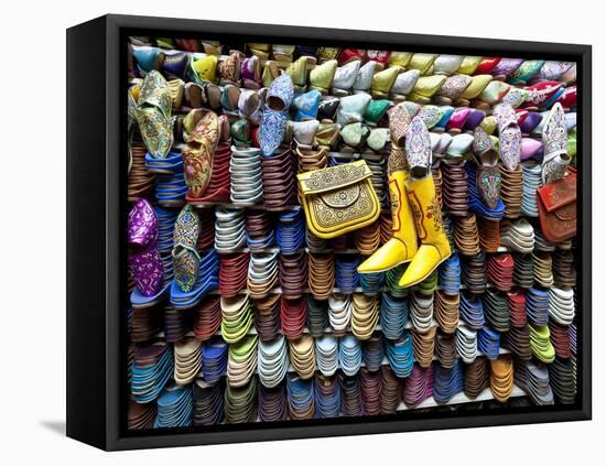 Soft Leather Moroccan Slippers in the Souk, Medina, Marrakesh, Morocco, North Africa, Africa-Gavin Hellier-Framed Stretched Canvas
