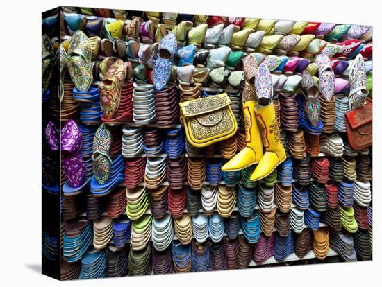 Soft Leather Moroccan Slippers in the Souk, Medina, Marrakesh, Morocco, North Africa, Africa-Gavin Hellier-Stretched Canvas