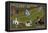 Soft Map - Great Smoky Mountains National Park, TN-Lantern Press-Framed Stretched Canvas