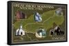Soft Map - Great Smoky Mountains National Park, TN-Lantern Press-Framed Stretched Canvas