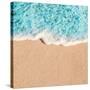 Soft Wave of Blue Ocean in Summer. Empty Sandy Beach Background with Copy Space for Text.-Natalia Zakharova-Stretched Canvas