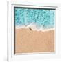 Soft Wave of Blue Ocean in Summer. Empty Sandy Beach Background with Copy Space for Text.-Natalia Zakharova-Framed Photographic Print
