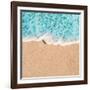 Soft Wave of Blue Ocean in Summer. Empty Sandy Beach Background with Copy Space for Text.-Natalia Zakharova-Framed Photographic Print