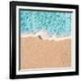 Soft Wave of Blue Ocean in Summer. Empty Sandy Beach Background with Copy Space for Text.-Natalia Zakharova-Framed Photographic Print