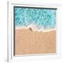 Soft Wave of Blue Ocean in Summer. Empty Sandy Beach Background with Copy Space for Text.-Natalia Zakharova-Framed Photographic Print