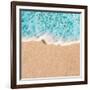 Soft Wave of Blue Ocean in Summer. Empty Sandy Beach Background with Copy Space for Text.-Natalia Zakharova-Framed Photographic Print