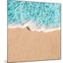 Soft Wave of Blue Ocean in Summer. Empty Sandy Beach Background with Copy Space for Text.-Natalia Zakharova-Mounted Photographic Print