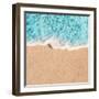 Soft Wave of Blue Ocean in Summer. Empty Sandy Beach Background with Copy Space for Text.-Natalia Zakharova-Framed Photographic Print