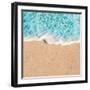 Soft Wave of Blue Ocean in Summer. Empty Sandy Beach Background with Copy Space for Text.-Natalia Zakharova-Framed Photographic Print