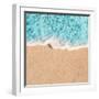 Soft Wave of Blue Ocean in Summer. Empty Sandy Beach Background with Copy Space for Text.-Natalia Zakharova-Framed Photographic Print