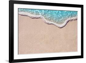 Soft Wave of Blue Ocean on Sandy Beach. Background.-Lidiya Oleandra-Framed Photographic Print