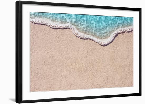 Soft Wave of Blue Ocean on Sandy Beach. Background.-Lidiya Oleandra-Framed Photographic Print