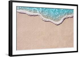 Soft Wave of Blue Ocean on Sandy Beach. Background.-Lidiya Oleandra-Framed Photographic Print