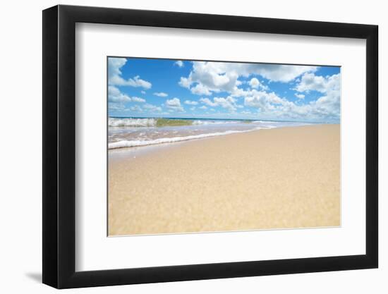 Soft Wave of the Sea on the Sandy Beach-idizimage-Framed Premium Photographic Print