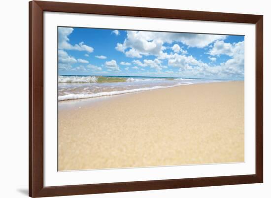 Soft Wave of the Sea on the Sandy Beach-idizimage-Framed Photographic Print