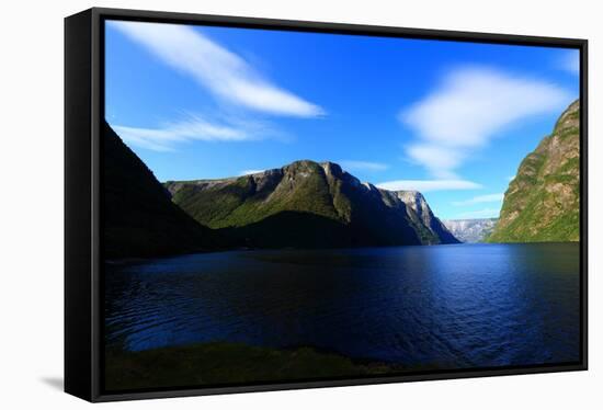 Sognefjorden. Kayaking in the Naeroyfjord.-Stefano Amantini-Framed Stretched Canvas