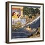 Sohni Swims to Meet Her Lover Mahinwal-null-Framed Art Print