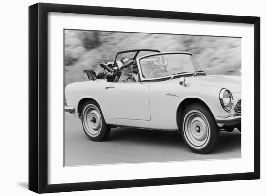 Soichiro Honda Driving Honda Convertible, Tokyo, Japan, 1967-Takeyoshi Tanuma-Framed Photographic Print