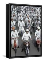 Soichiro Honda, Founder of Honda Corporation, Riding Motorcycles with Workers, Tokyo, Japan, 1967-Takeyoshi Tanuma-Framed Stretched Canvas