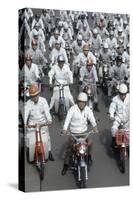 Soichiro Honda, Founder of Honda Corporation, Riding Motorcycles with Workers, Tokyo, Japan, 1967-Takeyoshi Tanuma-Stretched Canvas